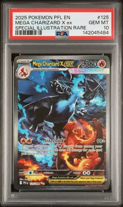 2025 POKEMON PFL SPECIAL ILLUSTRATION RARE #125 MEGA CHARIZARD X EX PSA 10 - Image 1