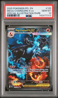 2025 POKEMON PFL SPECIAL ILLUSTRATION RARE #125 MEGA CHARIZARD X EX PSA 10 - Image 1