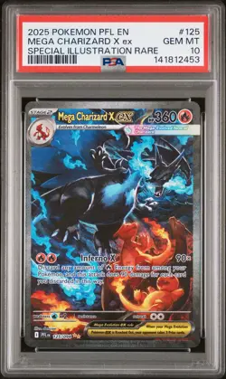 2025 POKEMON PFL SPECIAL ILLUSTRATION RARE #125 MEGA CHARIZARD X EX PSA 10 - Image 1