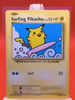 Surfing Pikachu 111/108 Evolutions Secret Rare Non Holo Pokemon Card - Image 1
