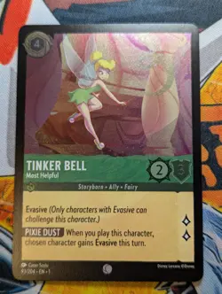 Tinker Bell - Most Helpful 93/204 Foil Disney Lorcana: The First Chapter TCG NM - Image 1