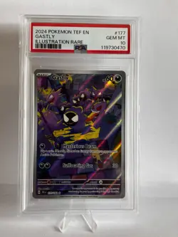 2024 POKEMON TEF EN-TEMPORAL FORCES #177 GASTLY ILLUSTRATION RARE. PSA 10 GEM MT - Image 1