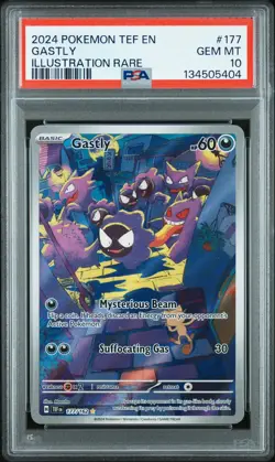 2024 POKEMON TEF EN-TEMPORAL FORCES ILLUSTRATION RARE #177 GASTLY PSA 10 - Image 1