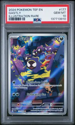 2024 Pokemon Tef En-Temporal Forces #177 Gastly Illustration Rare PSA 10 - Image 1
