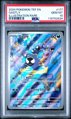 2024 POKEMON TEF EN-TEMPORAL FORCES ILLUSTRATION RARE #177 GASTLY PSA 10 - Image 1