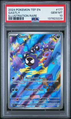 2024 POKEMON TEF EN-TEMPORAL FORCES ILLUSTRATION RARE #177 GASTLY PSA 10 - Image 1