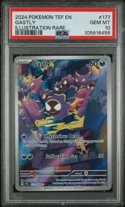 2024 POKEMON TEF EN-TEMPORAL FORCES ILLUSTRATION RARE #177 GASTLY PSA 10 - Image 1