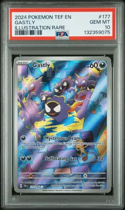 2024 POKEMON TEF EN-TEMPORAL FORCES ILLUSTRATION RARE #177 GASTLY PSA 10 - Image 1