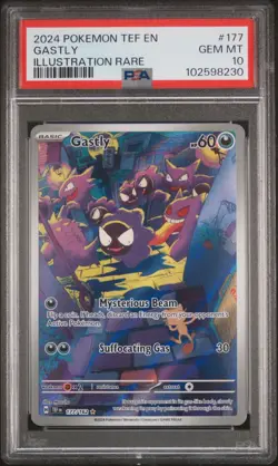 2024 POKEMON TEF EN-TEMPORAL FORCES ILLUSTRATION RARE #177 GASTLY PSA 10 - Image 1