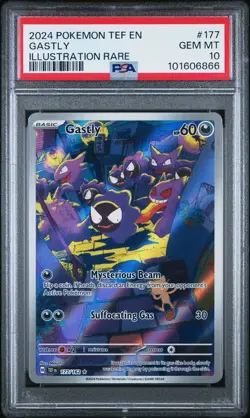 2024 POKEMON TEF EN-TEMPORAL FORCES ILLUSTRATION RARE #177 GASTLY PSA 10 - Image 1