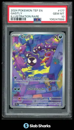 2024 POKEMON TEMPORAL FORCES TEF EN #177/162 GASTLY ILLUSTRATION RARE PSA 10 - Image 1