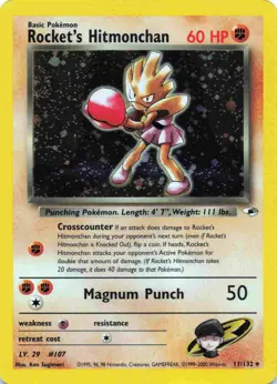 Pokemon TCG Rockets Hitmonchan Holo Rare Card 11/132 Gym Heroes - Image 1