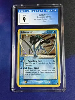 2005 Pokemon EX Unseen Forces #115 Suicune Gold Star Holo CGC 9 MINT - Image 1