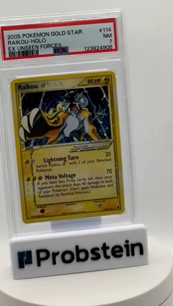2005 Pokemon Gold Star Ex Unseen Forces #114 Raikou Holo PSA 7 NM - Image 2