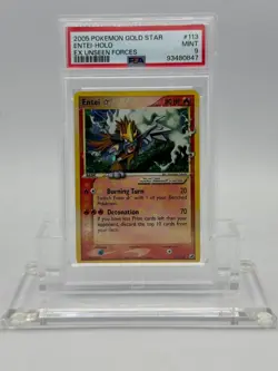 2005 Pokemon Gold Star Ex Unseen Forces #113 Entei Holo PSA 9 MINT - Image 1