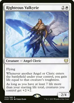1x RIGHTEOUS VALKYRIE - Angel - MTG - Kaldhiem - Magic The Gathering - Image 1