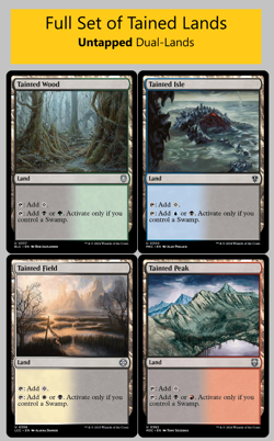 Untapped BLACK Dual Lands - Set of TAINT / TAINTED Field Isle Peak Wood Land - Image 1