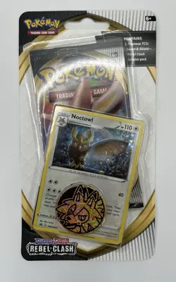 Pokemon TCG: Rebel Clash Noctowl Promo + Coin Checklane Blister Booster Pack - Image 1