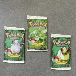 3 WOTC Pokemon Jungle Booster Packs - Wigglytuff, Scyther, Flareon Arts Sealed - Image 1