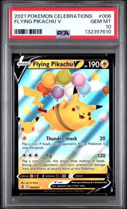 2021 POKEMON CELEBRATIONS #006 FLYING PIKACHU V PSA 10 - Image 1