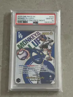 2025 ONE PIECE PROMOS DODGERS X ONE PIECE NIGHT #010 MONKEY D. LUFFY PSA 10. - Image 5
