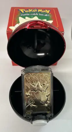 1999 Burger King Pokemon Pokeball with 23K Gold Plated Card TOGEPI Red Box LE - Image 1