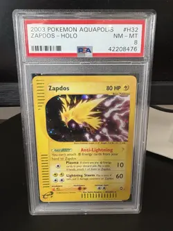 Pokemon TCG Zapdos Aquapolis Holo Rare PSA 8 Nm-MINT #H32 Very Hard To Find - Image 1