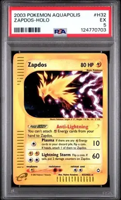 Pokemon TCG Zapdos Holo Rare H32/H32 Aquapolis PSA 5 - Image 1
