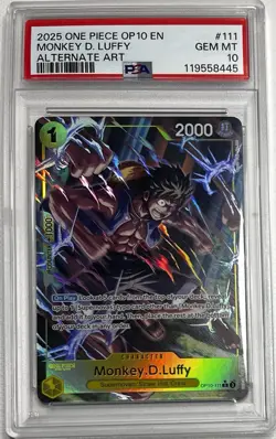 2025 One Piece OP10-111 EN Monkey D. Luffy ALT ART PSA 10 GEM MT - Image 1