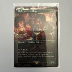 Magic MTG Lord of the Rings Delighted Halfling #402 Foil Scene Prerelease LTR - Image 1