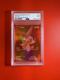 2025 POKEMON WHT EN-WHITE FLARE BLACK WHITE RARE #172 VICTINI PSA 9 - Image 1