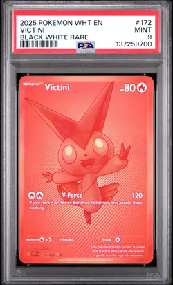 2025 POKEMON WHT EN-WHITE FLARE BLACK WHITE RARE #172 VICTINI PSA 9 - Image 1