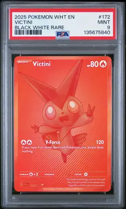2025 POKEMON WHT EN-WHITE FLARE BLACK WHITE RARE #172 VICTINI PSA 9 - Image 1