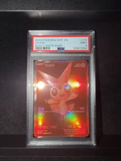 2025 POKEMON WHT EN-WHITE FLARE 172 VICTINI BLACK WHITE RARE PSA 9 - Image 1