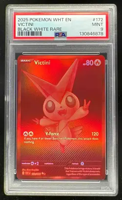 2025 Pokemon SV White Flare - WHT EN #172/086 Victini Black and White Rare PSA 9 - Image 1