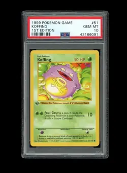 Pokemon PSA 10 GEM MINT Koffing 1st Edition Base Set Shadowless 1999 Card 51/102 - Image 1