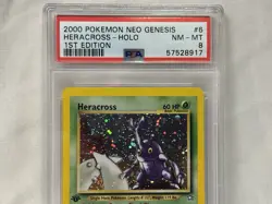 Pokemon TCG Neo Genesis Heracross Holo First Edition #6 PSA 8 - Image 2