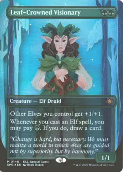 MTG Leaf-Crowned Visionary (0140) *Foil* Borderless Special Guest Print Line LP - Image 1