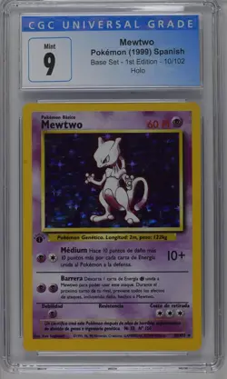 Mewtwo Pokemon 1999 Spanish Base Set 1st Edition 10/102 Holo CGC 9 MINT - Image 1
