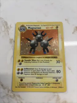 Pokemon TCG Magneton Base Set Holo Shadowless Rare Card 9/102 MP - Image 2