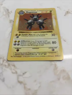 Pokemon TCG Magneton Base Set Holo Shadowless Rare Card 9/102 MP - Image 3