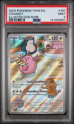 PSA 9 MINT Chansey Twilight Masquerade Illustration Rare Holo Pokemon 187/167 - Image 1