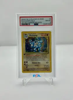 2000 POKEMON 2-PLAYER CD-ROM STARTER SET 1ST ED COSMOS FOIL MACHAMP-HOLO PSA 8 - Image 1