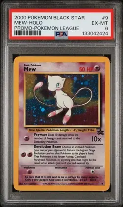 2000 POKEMON PROMO BLACK STAR POKEMON LEAGUE #9 MEW-HOLO PSA 6 - Image 1
