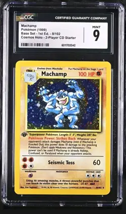1999 POKEMON 1ST Edition COSMOS FOIL MACHAMP-HOLO CGC 9 - Image 1