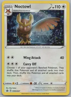 Noctowl Holo Black Star Promo SWSH027, NM Pokemon Card - Image 1