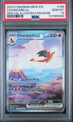 2023 POKEMON MEW EN-151 SPECIAL ILLUSTRATION RARE #199 CHARIZARD EX PSA 10 - Image 1