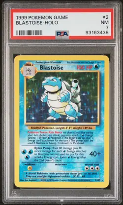 1999 POKEMON GAME BLASTOISE-HOLO#2 PSA 7 - Image 1