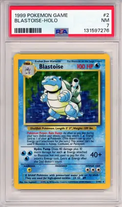 1999 POKEMON GAME #2 BLASTOISE HOLO NM PSA 7 2/102 STARTER - Image 1