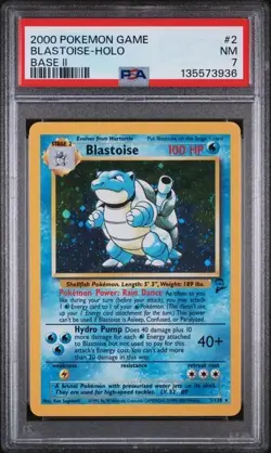 1999 Pokemon Base Set Game Blastoise Holo #2 PSA 7 NM - Image 1